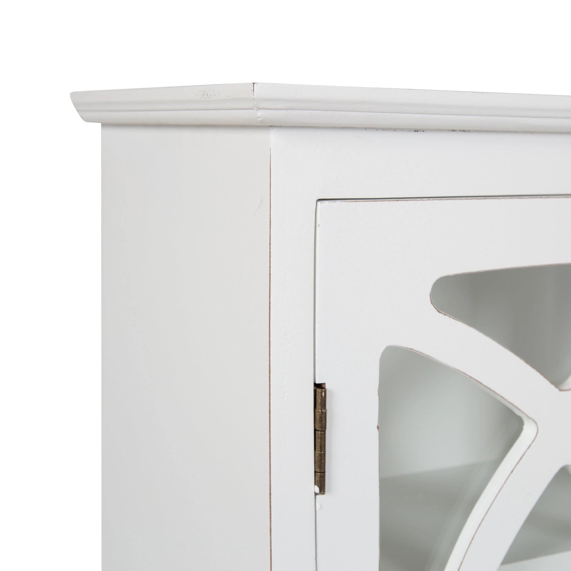 Kate and Laurel Quinlan Wood Wall Cabinet, 24 x 8 x 28, White, Decorative Traditional Storage Cabinet with Two Glass Doors and Three Interior Shelves