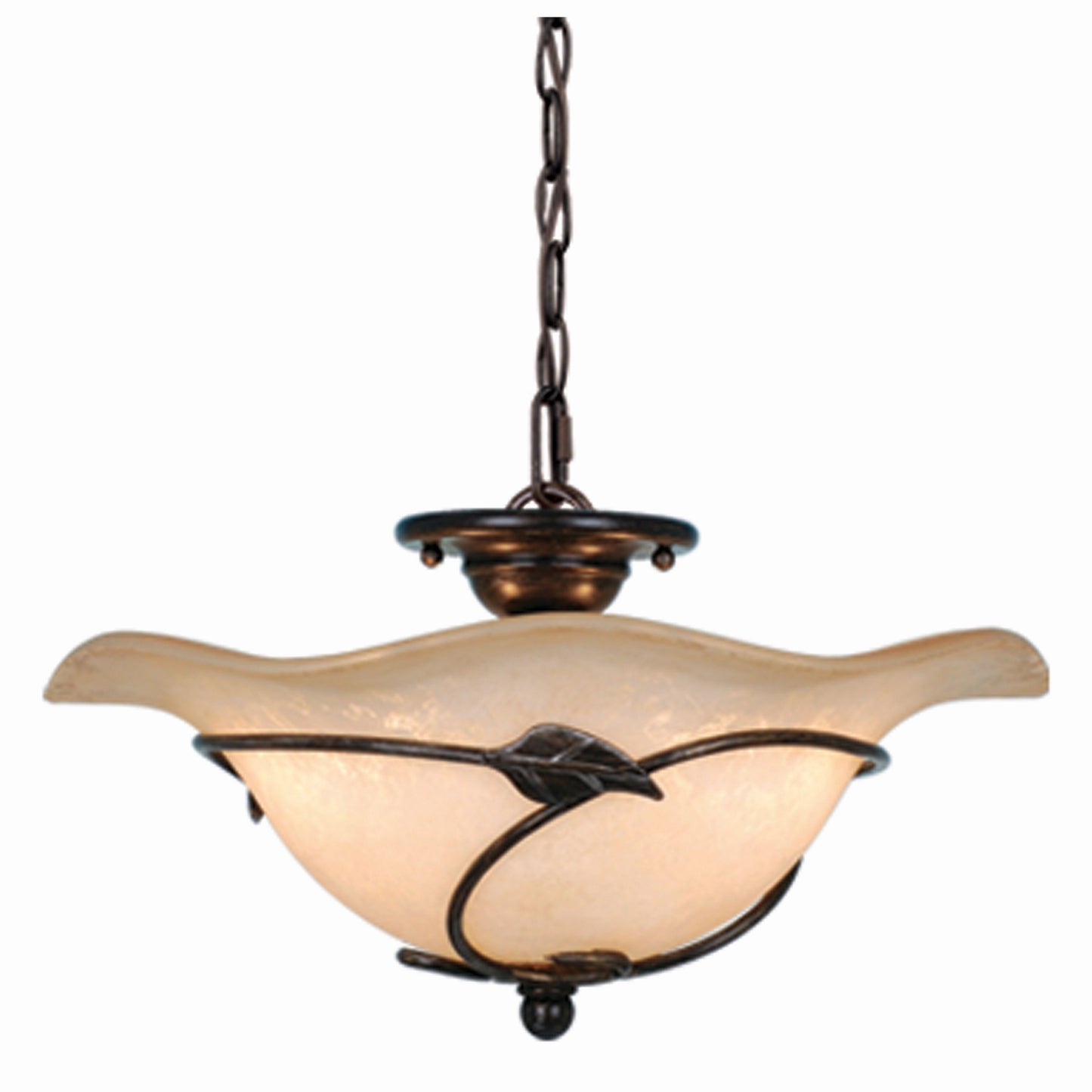 Vaxcel Vine 15-in W Black Rustic Semi Flush Mount Ceiling Light Amber Glass