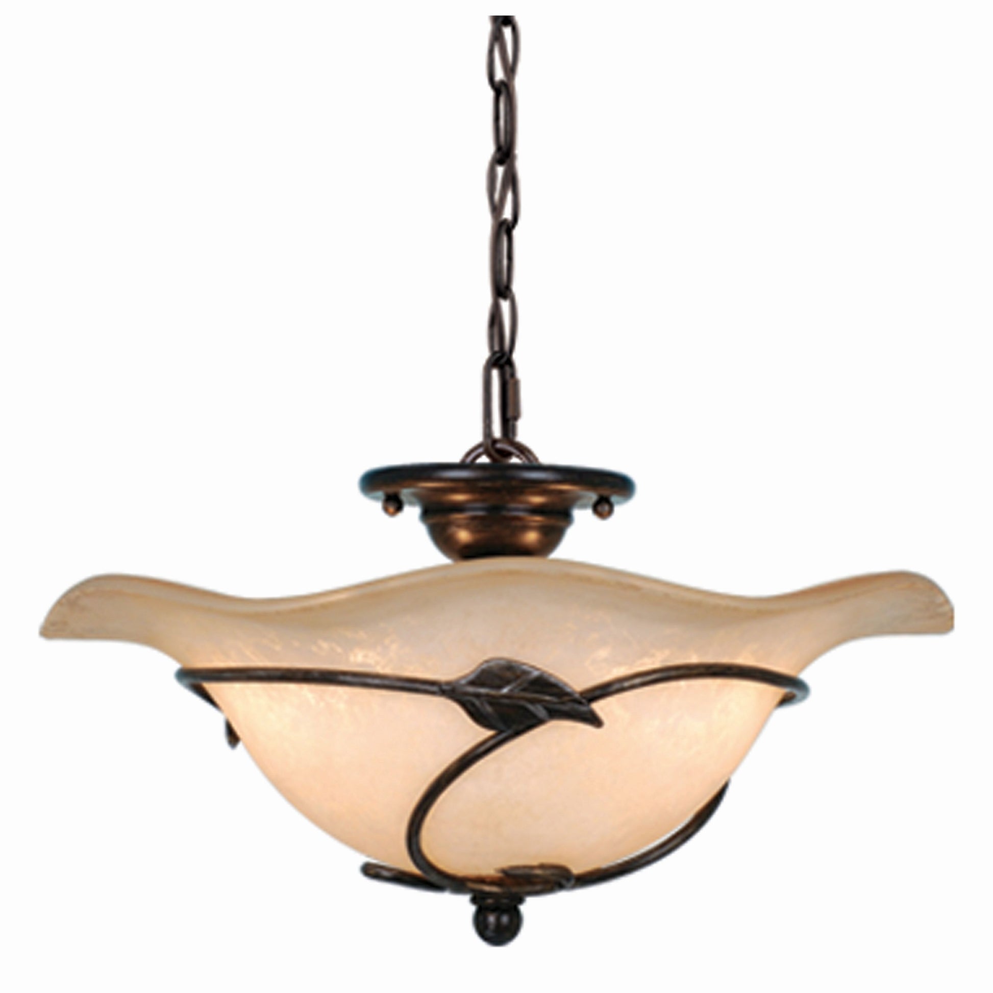Vaxcel Vine 15-in W Black Rustic Semi Flush Mount Ceiling Light Amber Glass
