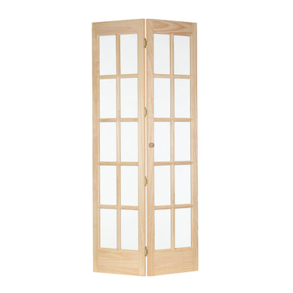 AWC Traditional Divided Glass Bifold Door fits 24"w x 80"h Unfinished Pine