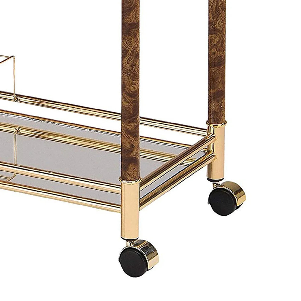 ACME Helmut Serving Cart in Gold Plated and Clear Glass