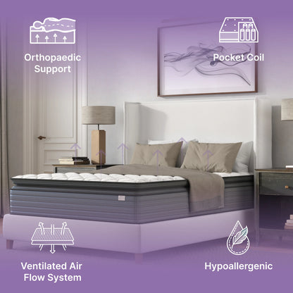 NapQueen Isabella 14'', Queen Hybrid Pillow Top Mattress, Fiberglass-Free, Adult