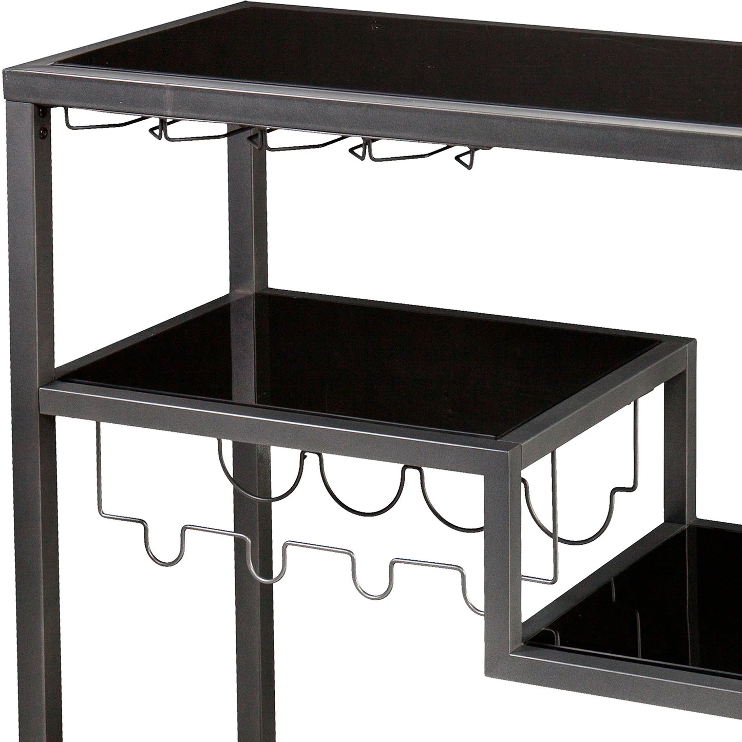 Holly & Martin Zephs indoor Bar Cart - Gunmetal Gray with Black Glass 40 x 37.5