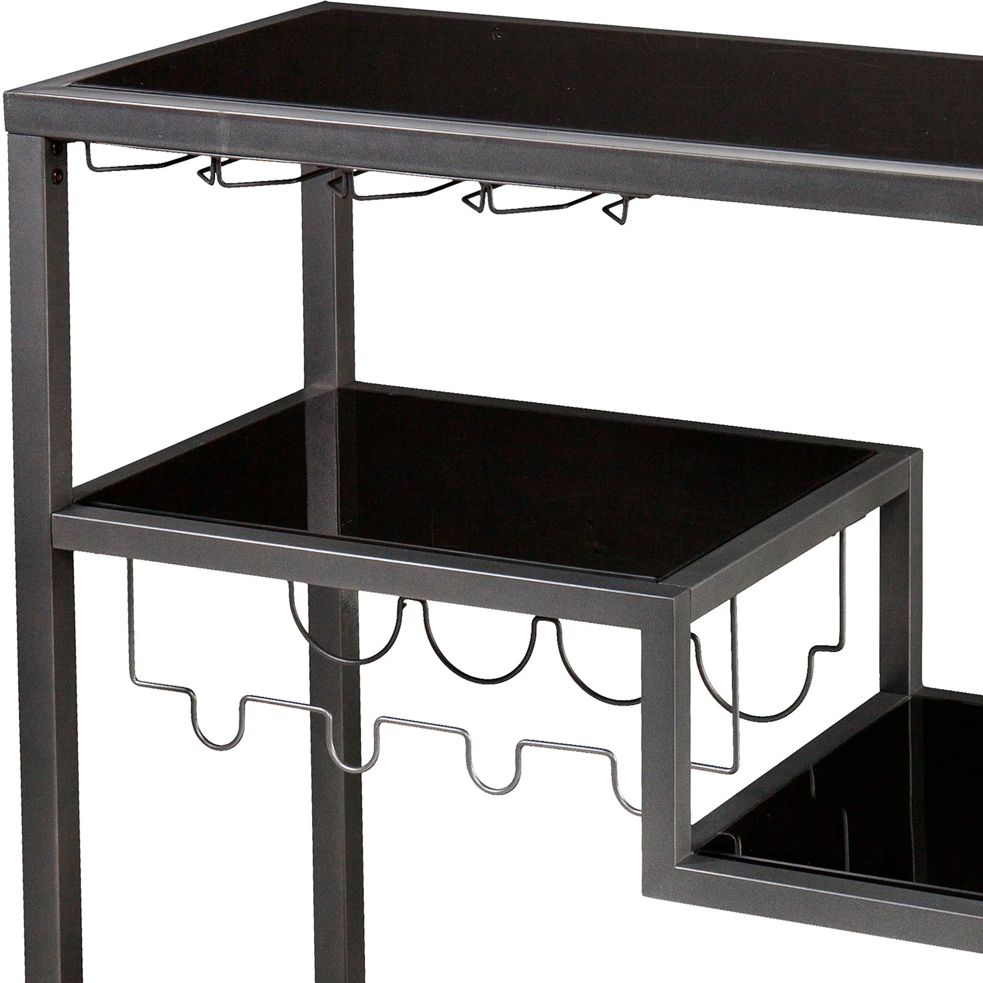 Holly & Martin Zephs indoor Bar Cart - Gunmetal Gray with Black Glass 40 x 37.5