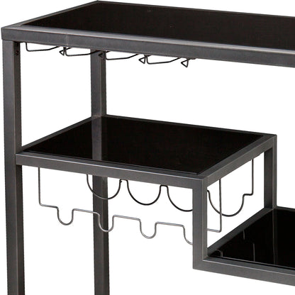Holly & Martin Zephs indoor Bar Cart - Gunmetal Gray with Black Glass 40 x 37.5