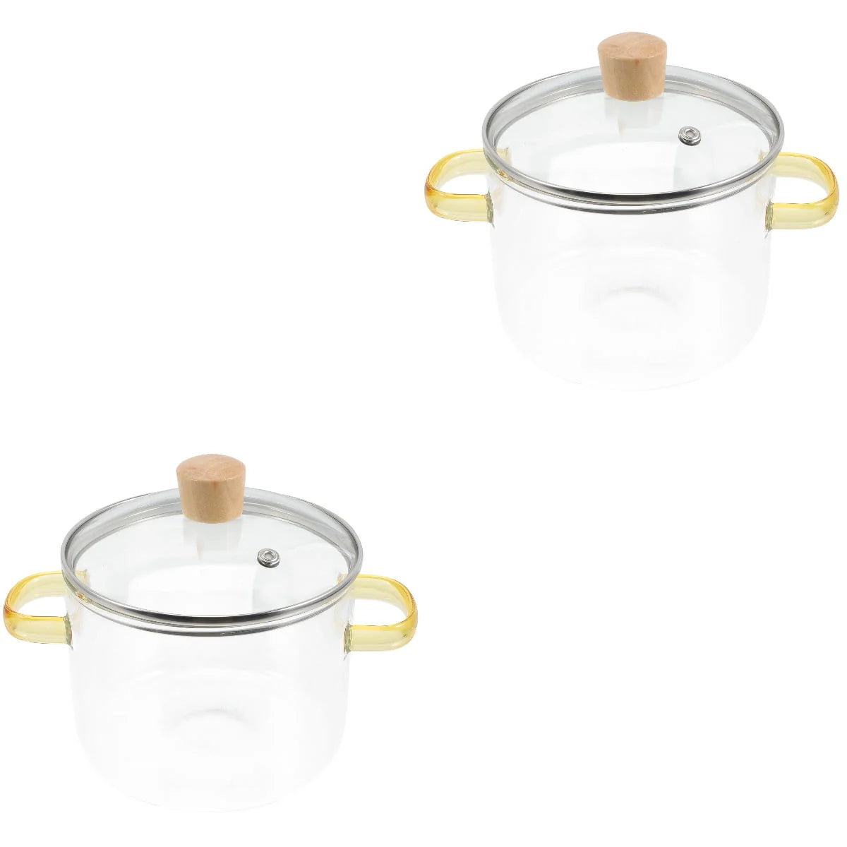 Homemaxs 2pcs Clear Glass Stockpot with Lid and Double Ear Noodle Cooking Pot Ramen Pot Glass Cookware