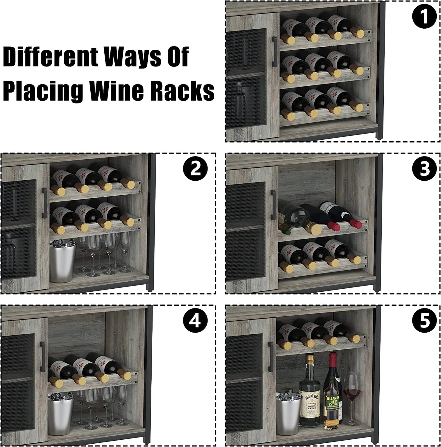Yesfashion Wine Bar Cabinet with Glass Holder, ABS Rustic Brown