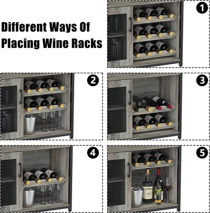 Yesfashion Wine Bar Cabinet with Glass Holder, ABS Rustic Brown
