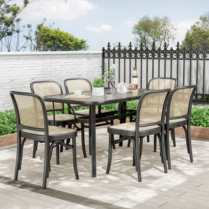 Arlopu Patio Rectangular Tempered Glass Dining Table, All-Weather Use, Outdoor Table for Garden & Backyard