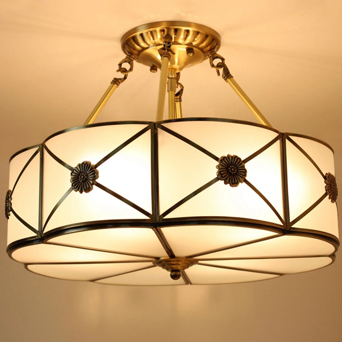 Miumaeov Vintage Ceiling Light Flush Mount Chandelier Stained Glass Pendant Lamp Fixture 110-220V