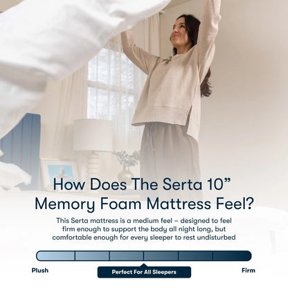 (2 pack) Serta 10" Medium Gel Memory Foam Cooling Queen Tight Top Mattress - Fiberglass Free
