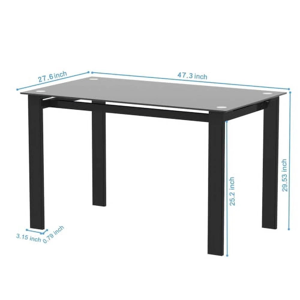 Tansole Dining Table Set 4-Person Dining Set: Glass Table & Metal Chairs