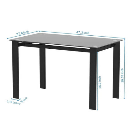 Tansole Dining Table Set 4-Person Dining Set: Glass Table & Metal Chairs