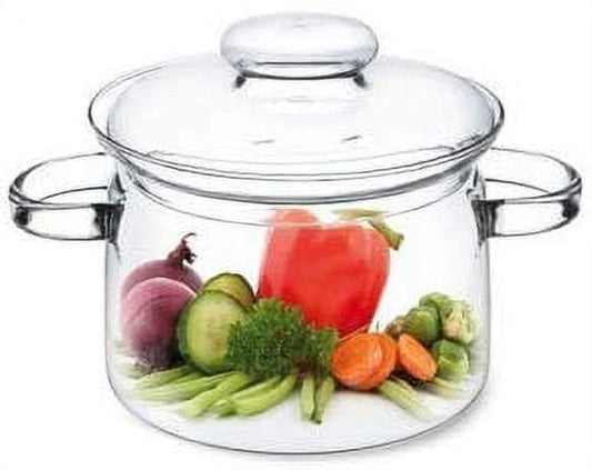 Simax Glassware 1.5 Quart Glass Pot With Lid | Heat Resistant Handles – Doubles as Serving Dish - Made from Oven, Microwave, Stove and Dishwasher Safe Borosilicate Glass – Small Glass Pot