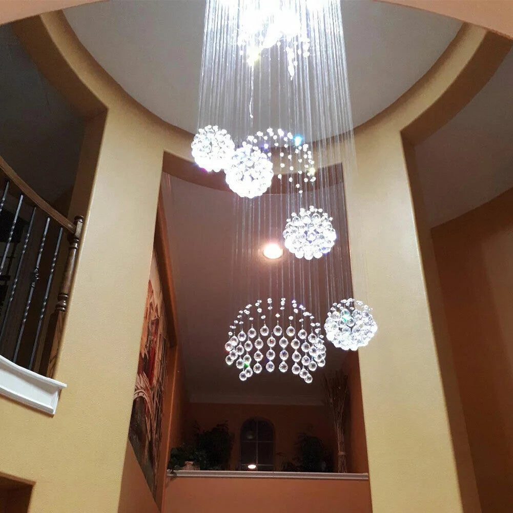 LED Crystal Modern 11-Light LED Polished Chrome Raindrop Pendant Light with Clear Glass Shade