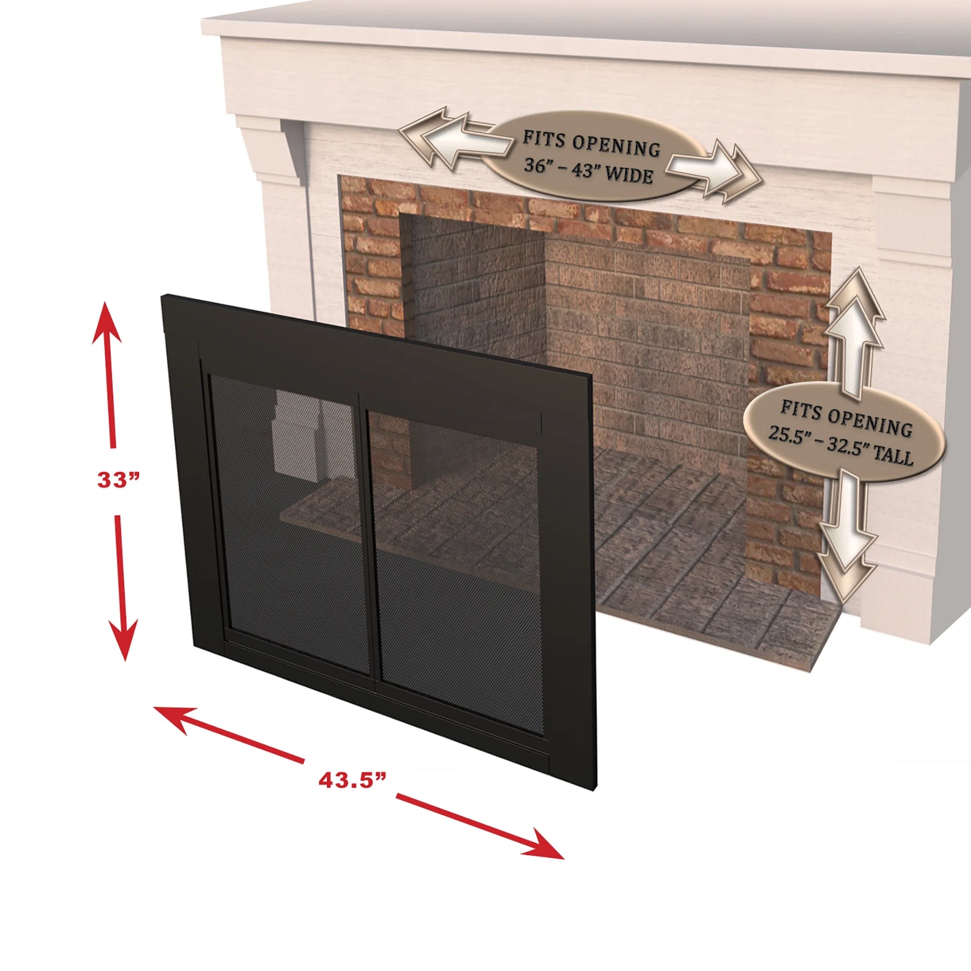 Pleasant Hearth Warming AN-1012 Alpine Fireplace Glass Door for Masonry Fireplaces, Large, Black