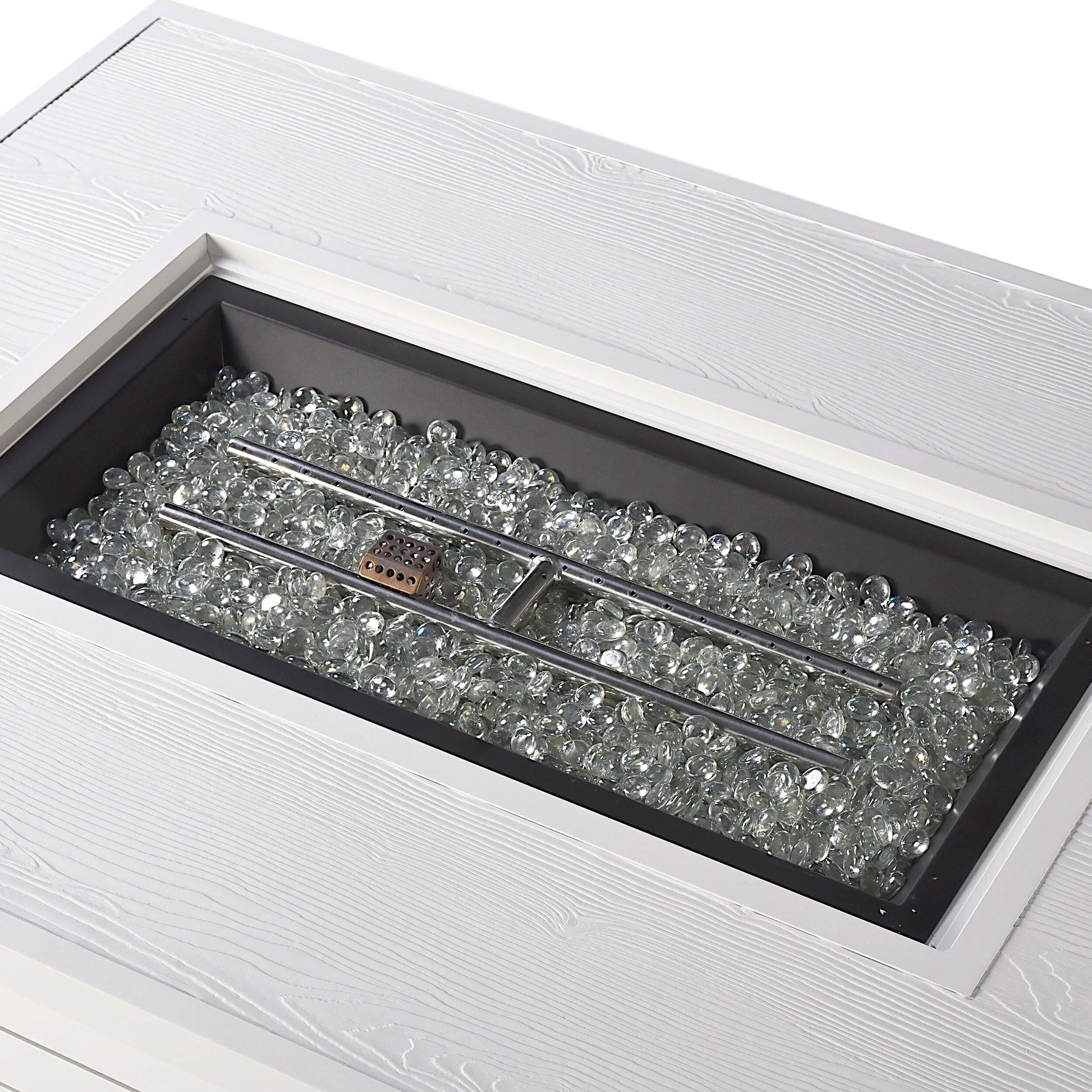 Rectangular 48 in. x 36 in. Aluminum Propane Fire Pit Table, Glass Beads, Two Covers, Lid, 57,000 BTUs - N/A Gold