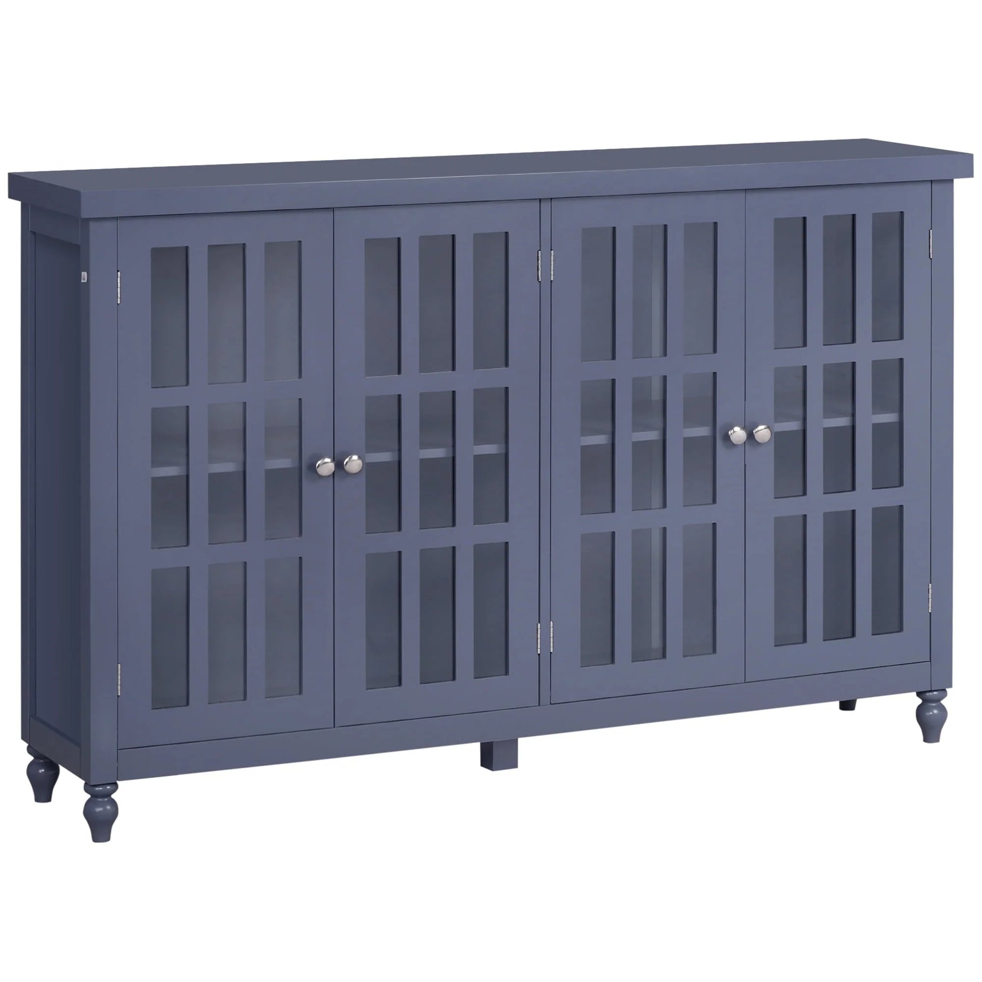 HOMCOM Sideboard, Buffet Cabinet with Storage, Adjustable Shelves, Credenza with 4 Glass Doors for Living Room, Study, Gray