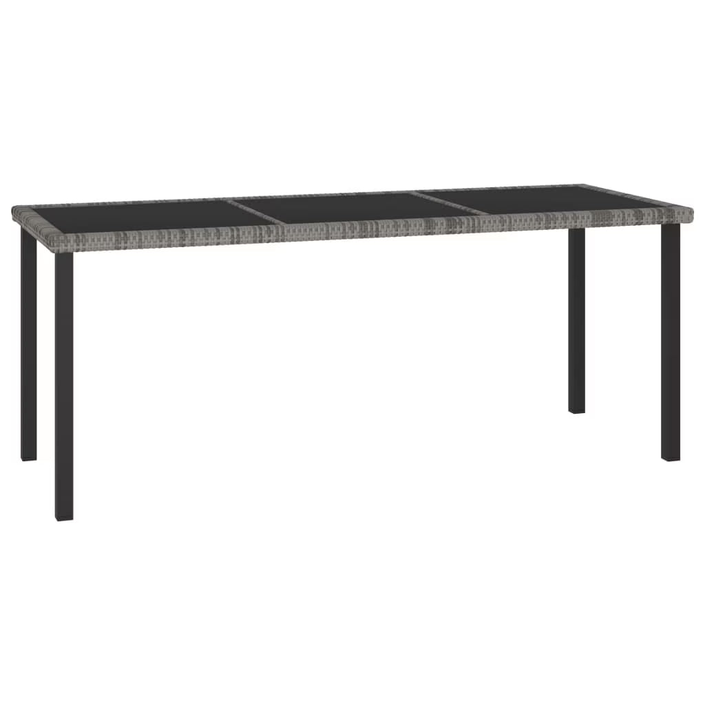 vidaXL Outdoor Dining Table Garden Porch Patio Table with Glass Top PE Rattan
