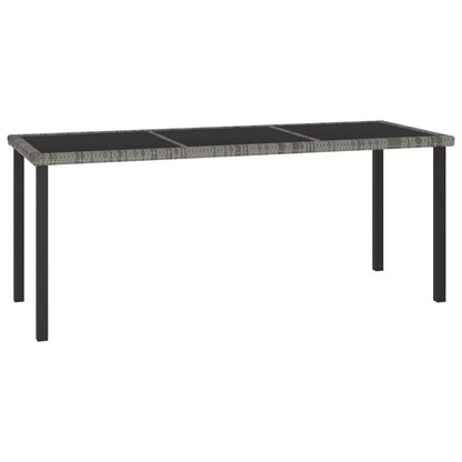 vidaXL Outdoor Dining Table Garden Porch Patio Table with Glass Top PE Rattan