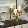 DecMode 16" x 25" Copper Aluminum Drip Accent Table with Melting Design and Shaded Glass Top, 1-Piece