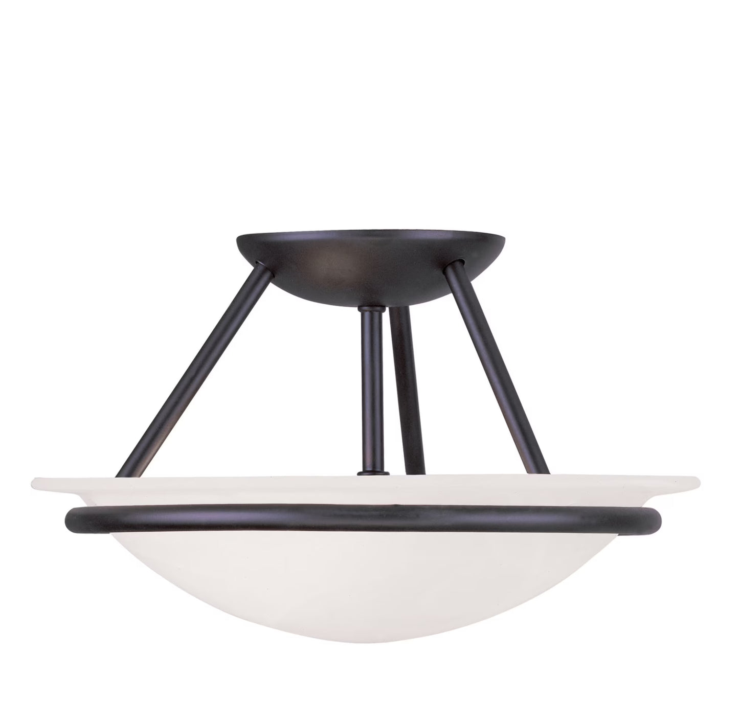 Livex Lighting Newburgh Black/White Stainless Steel/Alabaster Glass Ceiling Mount