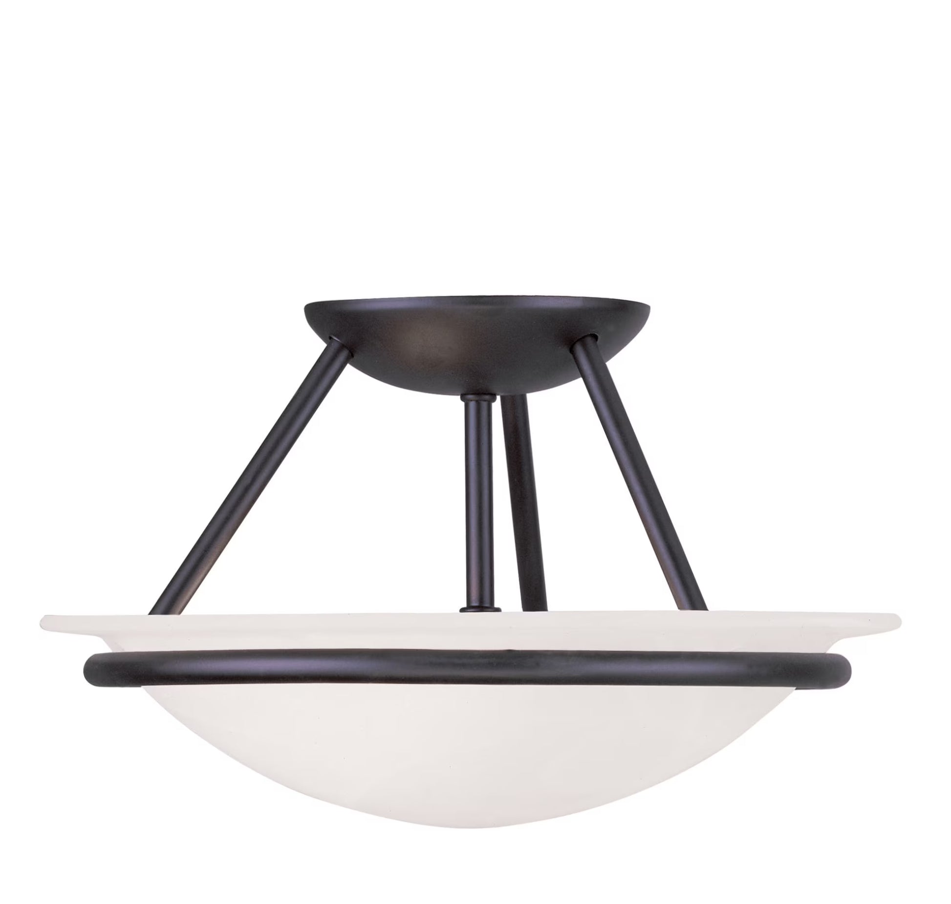 Livex Lighting Newburgh Black/White Stainless Steel/Alabaster Glass Ceiling Mount