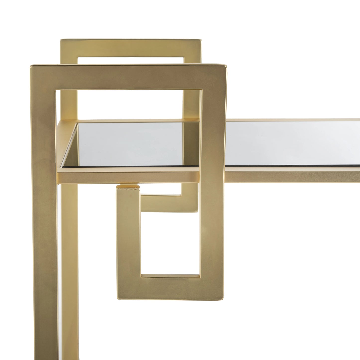 SAFAVIEH Eliza 2 Tier Modern Glam Rectangle Bar Cart with Casters, Brass/Black Glass