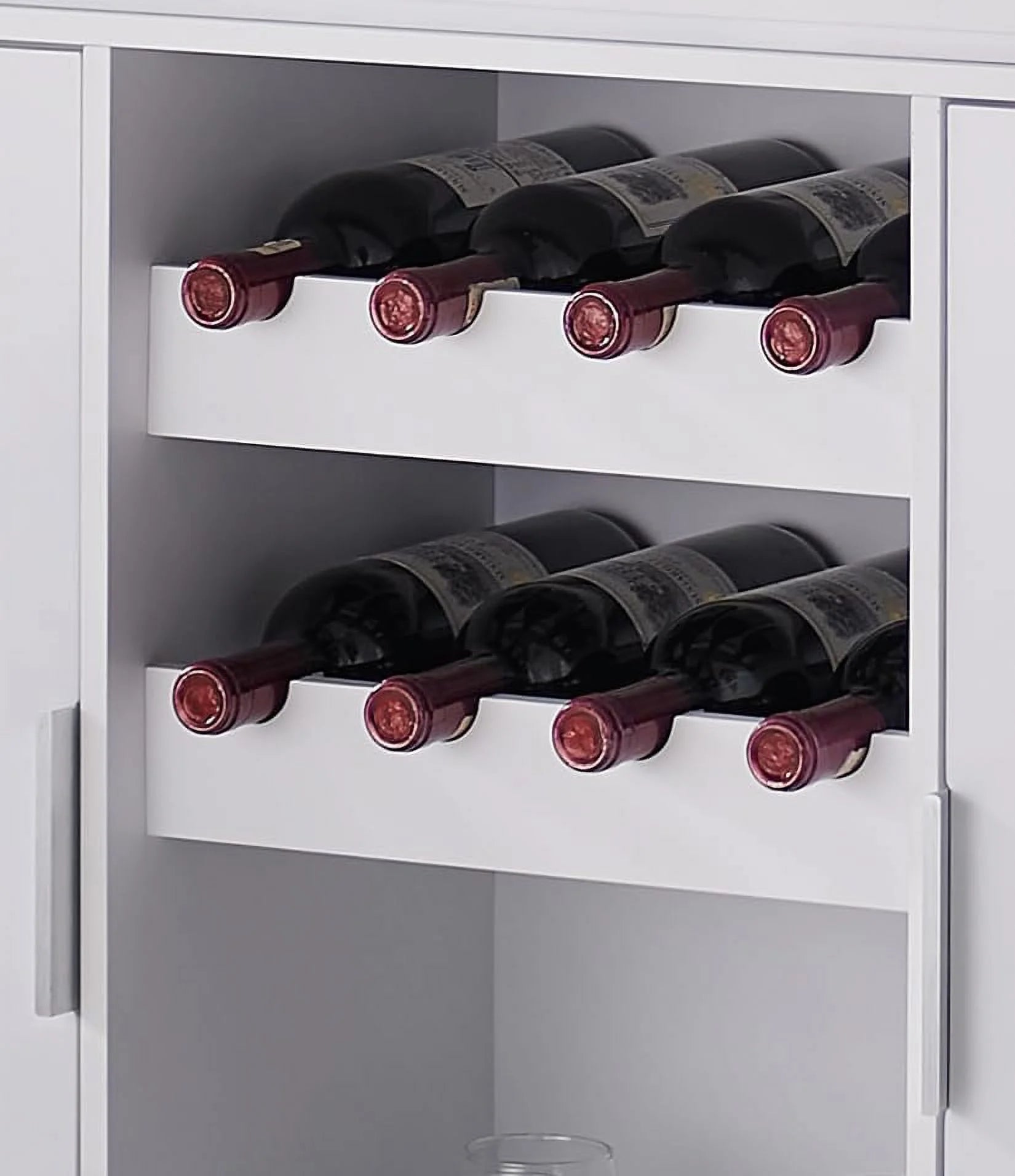 Kings Brand Furniture - Wine Bar Storage Cabinet, Sideboard Buffet with Wine and Glass Rack for Kitchen, Living Room, Dining Room (White)