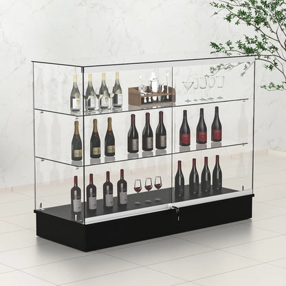 48" W x 18" D x 38" H - White Full Vision Retail Display Case, Tempered Glass Display Cabinet with Glass Shelves and Lock, Storage Cabinets for Retail and Collectible Display