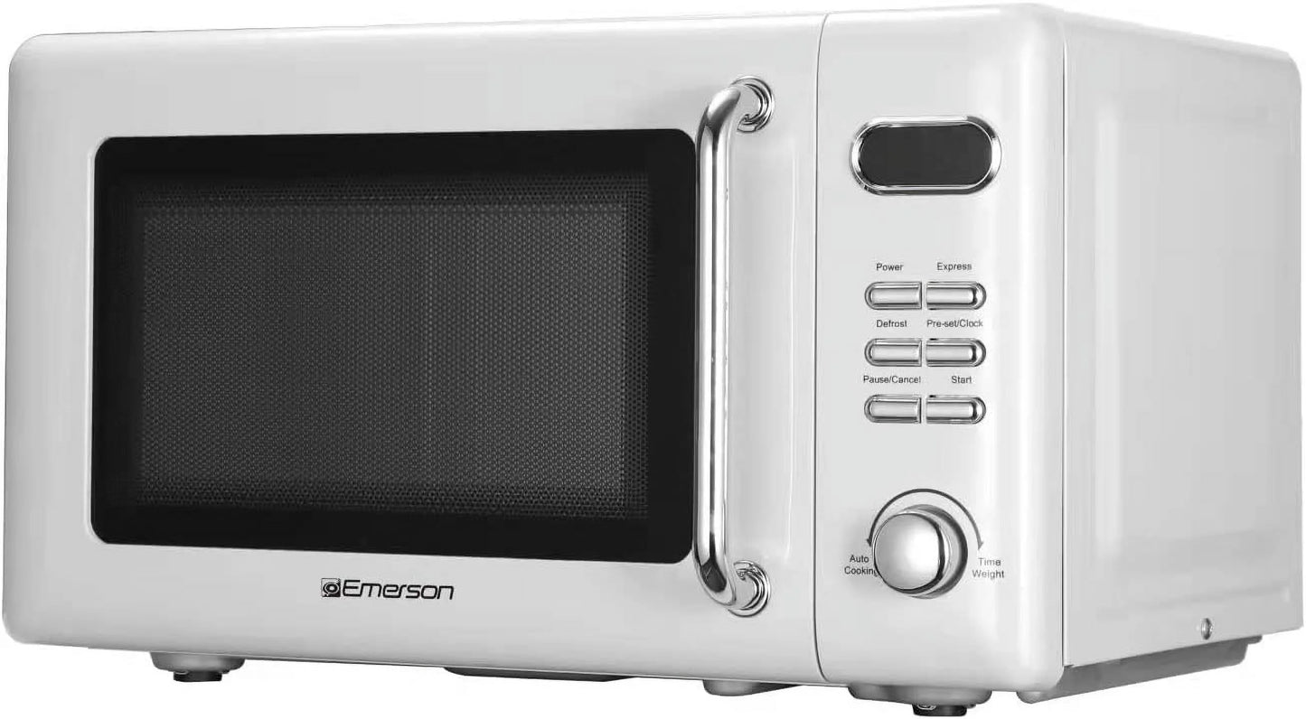 Countertop Microwave Oven with Push Button Control, LED Display, 700W 5 Power Levels, 8 Auto Menus, Glass Turntable and Child Safety Lock, 0.7-inchThunderbird Blue