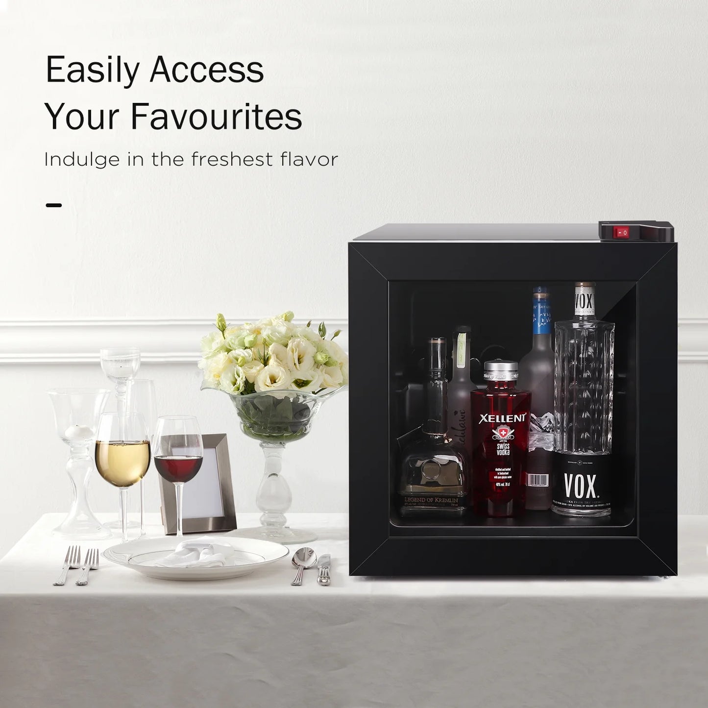 Northair 1.1 Cu Ft Countertop Mini Display Freezer with Glass Door Perfect for Liquor and Ice Cream