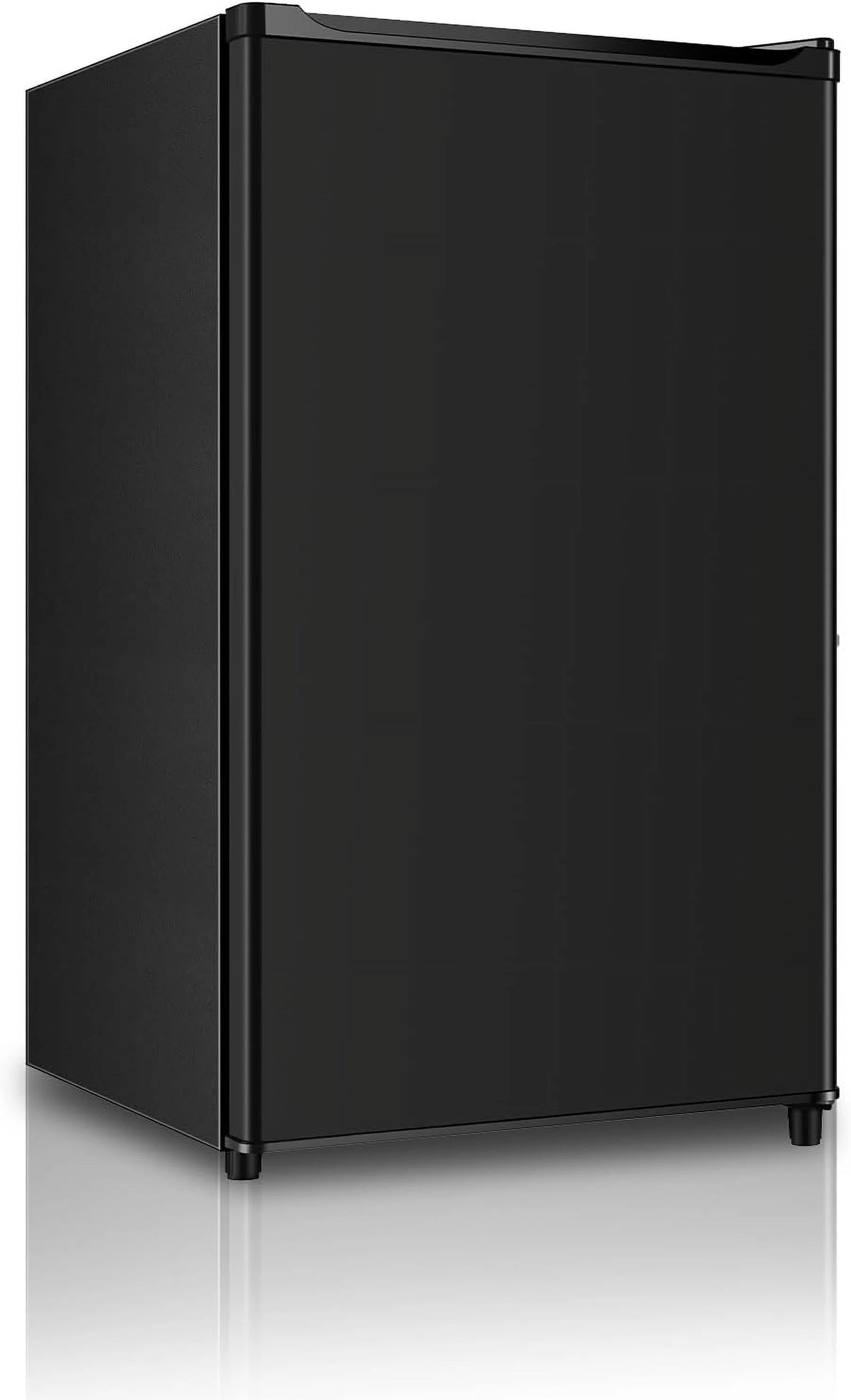 Seaoola Mini Fridge with Freezer, Single Door 4.4 Cu.Ft, Compact Mini Refrigerator, LED Light, Adjustable Thermostat, Removable Glass Shelves, Small Refrigerator for Dorm/Office/Bedroom(Black)
