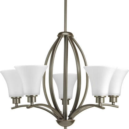 P4490-20W-Progress Lighting-Joy - 18.875 Inch Height - Chandeliers Light - 5 Light - Line Voltage-Antique Bronze Finish-Etched White Glass Color