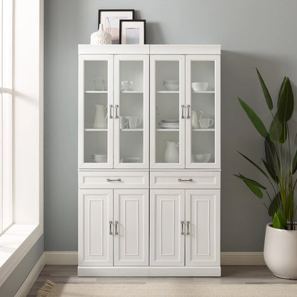 Crosley Brands Stanton 2Pc Glass Door Pantry Set White - 2 Pantries