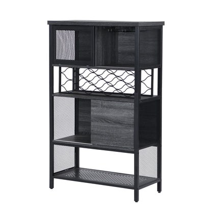 Industrial Bar Cabinet with Wine Rack, Rustic Wine Cabinet for Liquor and Glasses, Farmhouse Coffee Bar Cabinet with Storage, Rustic Buffet and Sideboard for Dining Room, Living Room, Kitchen, L0153
