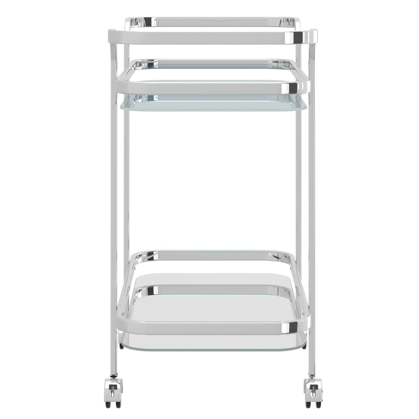 Contemporary Home Living 2-Tier Bar Cart with Glass Top - 29.5" - Chrome and Clear