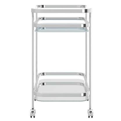 Contemporary Home Living 2-Tier Bar Cart with Glass Top - 29.5" - Chrome and Clear