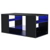 Hommpa LED Coffee Table with Glass Display Shelves for Living Room App and Remote Control LED Lights High Gloss Center Table Sofa Side Tables