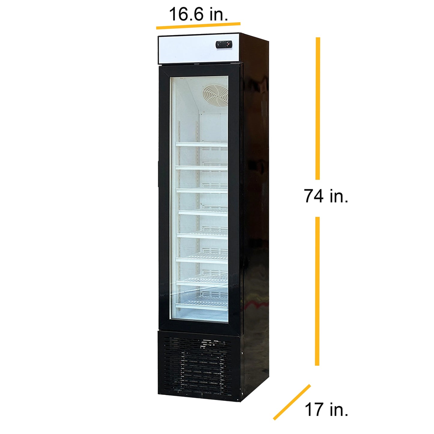NSF 17 in. Narrow Single Glass Door Upright Freezer, Commercial Freezer 3.7 Cu. Ft. Ice Cream Freezer