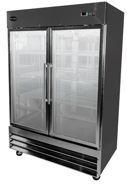 Heavy Duty Commercial 47 cu ft Stainless Steel Glass Door Reach-In Freezer (2 Door)