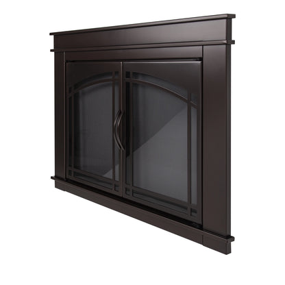 Pleasant Hearth Fenwick Glass Firescreen Oil Rubbed Bronze - Medium