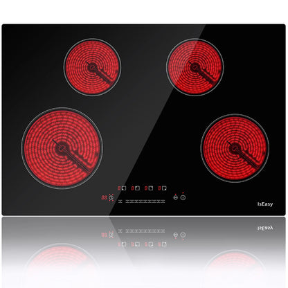 30 inch Electric Cooktop,4 Burner,Built-in,Ceramic Glass Stove Top,Touch Control
