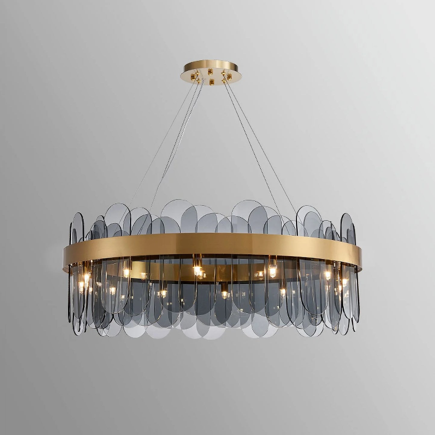 Ozarke Smoke Gray Chandelier Iron Glass Ceiling Light, Warm 3000K (Large)