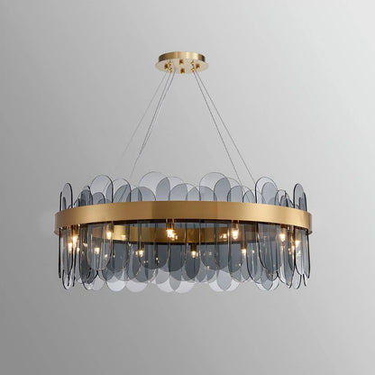 Ozarke Smoke Gray Chandelier Iron Glass Ceiling Light, Warm 3000K (Large)
