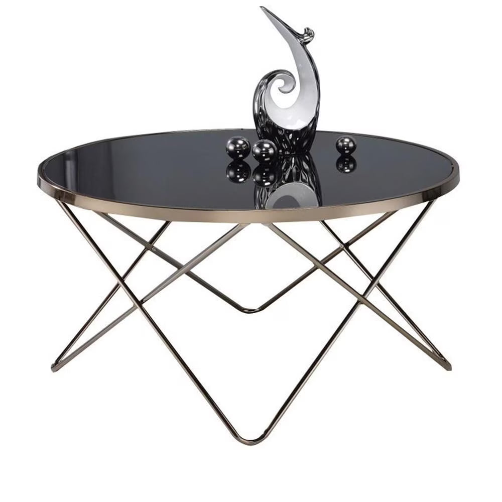 Bowery Hill Coffee Table in Frosted Glass and Champagne