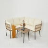 Dextrus L-Shaped Patio Sofa, All-Weather Wicker Patio Conversation Set with Tempered Glass Table & Cushions