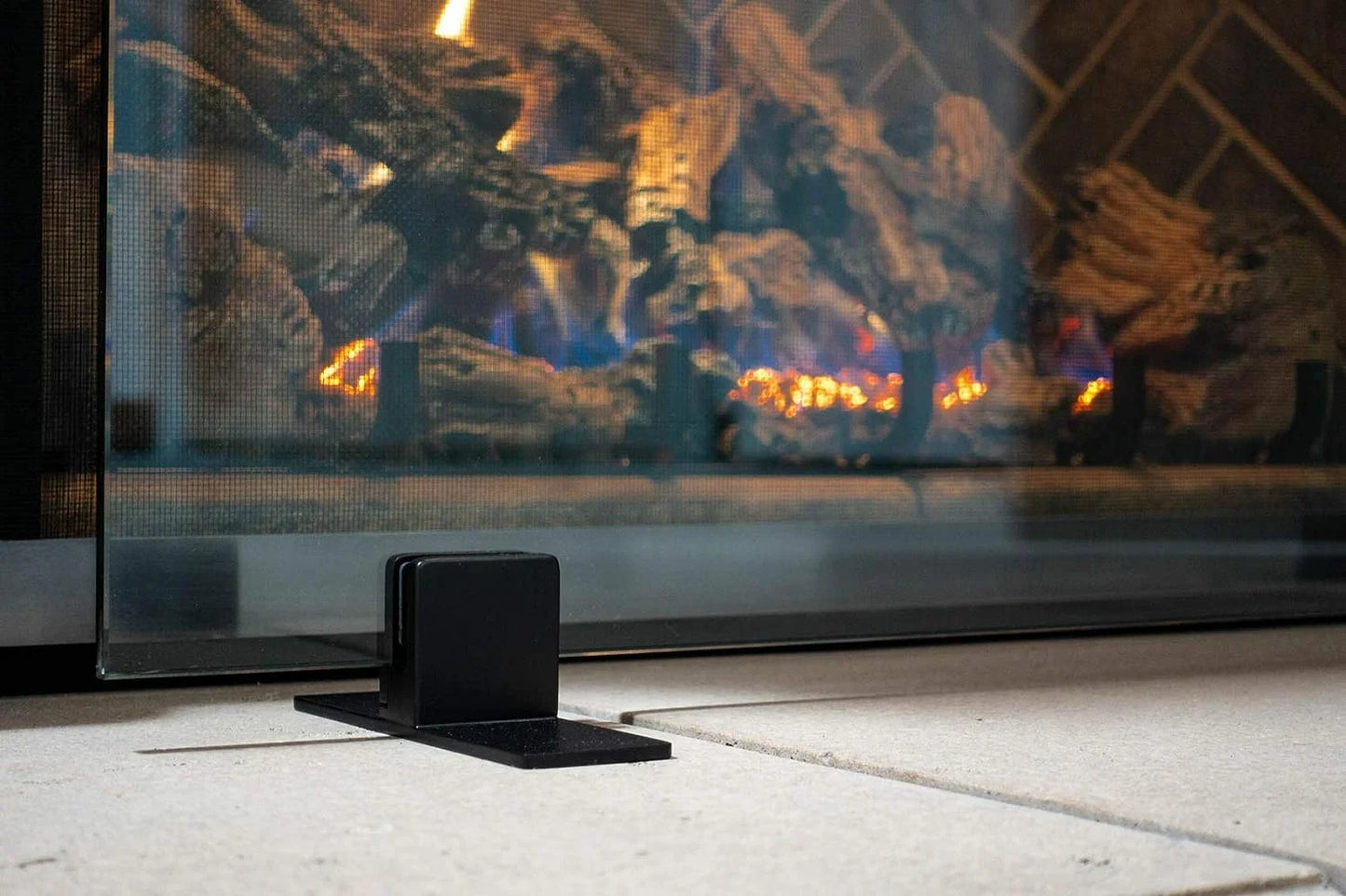 AMS Fireplace | Frameless Glass Fireplace Screen with Stainless Steel Feet | Small (36" x 26") - (Clear Glass, Stainless Steel Feet) - Made in USA