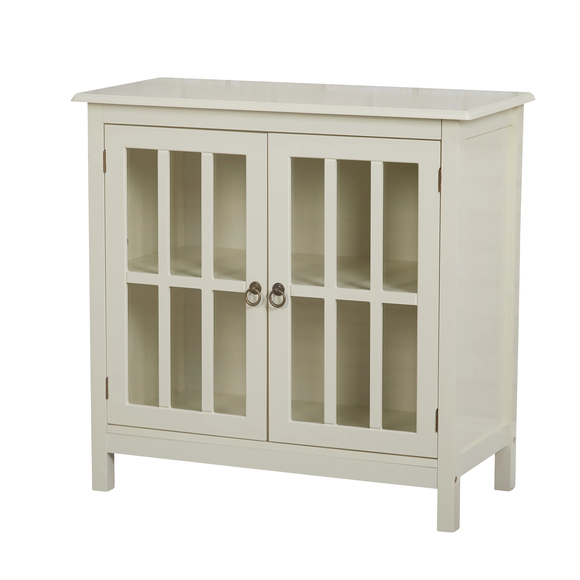Simple Living Portland 2-Door Glass Cabinet Antique White