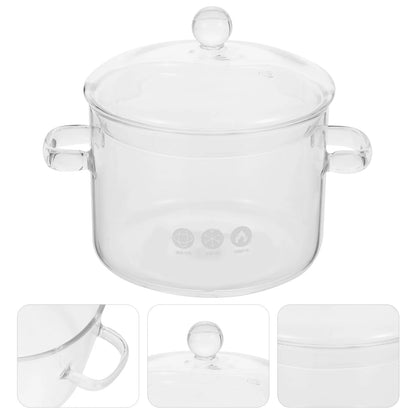 BESTONZON Household High Borosilicate Glass Soup Pot Pot Glass Two-eared Instant Noodle Bowl